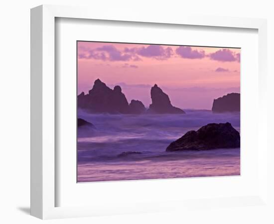 Sunset on Sea Stacks at Bandon Beach, Oregon, USA-Joe Restuccia III-Framed Photographic Print