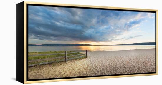 Sunset on South Bay, Lake Superior, Munising, Upper Peninsula, Alger County, Michigan, USA-null-Framed Premier Image Canvas