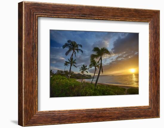 Sunset on Southern Maui Beach with Palm Trees-Terry Eggers-Framed Photographic Print