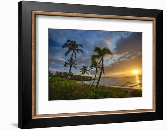 Sunset on Southern Maui Beach with Palm Trees-Terry Eggers-Framed Photographic Print