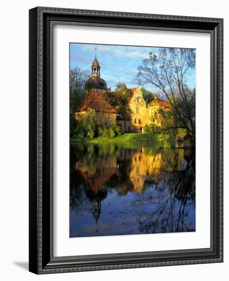 Sunset on Straupe Castle and Reflection Pond, Gauja National Park, Latvia-Janis Miglavs-Framed Photographic Print