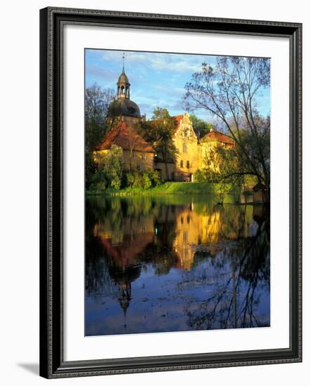 Sunset on Straupe Castle and Reflection Pond, Gauja National Park, Latvia-Janis Miglavs-Framed Photographic Print