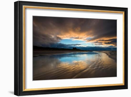 Sunset on the Beach at Bamburgh, Northumberland England UK-Tracey Whitefoot-Framed Photographic Print