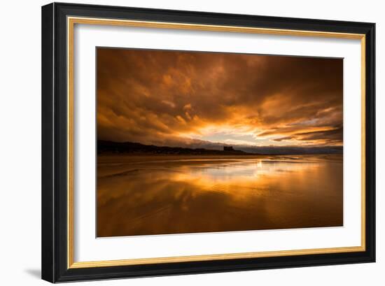 Sunset on the Beach at Bamburgh, Northumberland England UK-Tracey Whitefoot-Framed Photographic Print