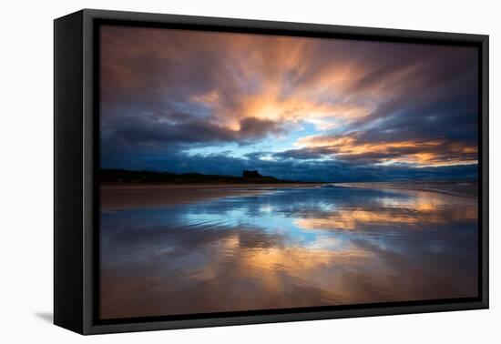 Sunset on the Beach at Bamburgh, Northumberland England UK-Tracey Whitefoot-Framed Premier Image Canvas