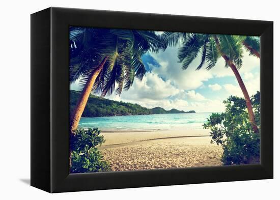 Sunset on the Beach Takamaka, Mahe Island, Seychelles-Iakov Kalinin-Framed Premier Image Canvas