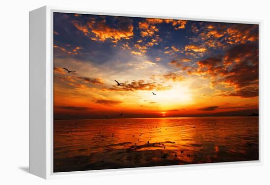 Sunset on the Beach with Beautiful Sky-Songchai W-Framed Premier Image Canvas