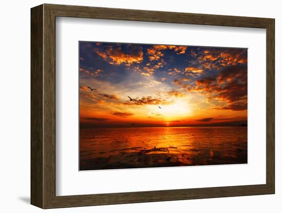 Sunset on the Beach with Beautiful Sky-Songchai W-Framed Photographic Print