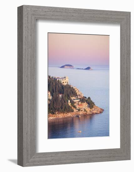 Sunset on the Dalmatian Coast with Otok Bobara and Mrkan islands, Dubrovnik Riviera, Dubrovnik, Cro-Neale Clark-Framed Photographic Print