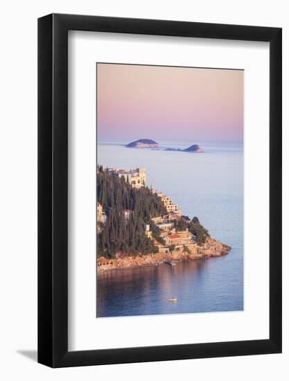 Sunset on the Dalmatian Coast with Otok Bobara and Mrkan islands, Dubrovnik Riviera, Dubrovnik, Cro-Neale Clark-Framed Photographic Print