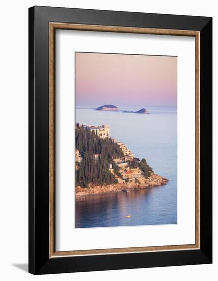 Sunset on the Dalmatian Coast with Otok Bobara and Mrkan islands, Dubrovnik Riviera, Dubrovnik, Cro-Neale Clark-Framed Photographic Print