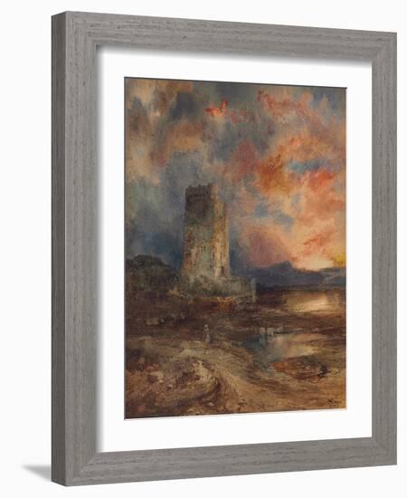 Sunset on the Moor, 1880 (Watercolour on Paper)-Thomas Moran-Framed Giclee Print