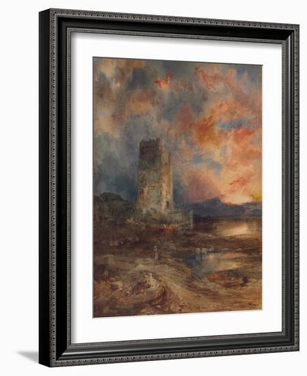 Sunset on the Moor, 1880 (Watercolour on Paper)-Thomas Moran-Framed Giclee Print