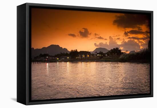 Sunset on the Nam Song River in Vang Vieng, Laos-Micah Wright-Framed Premier Image Canvas