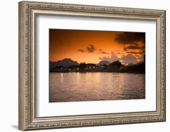 Sunset on the Nam Song River in Vang Vieng, Laos-Micah Wright-Framed Photographic Print