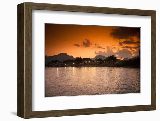 Sunset on the Nam Song River in Vang Vieng, Laos-Micah Wright-Framed Photographic Print