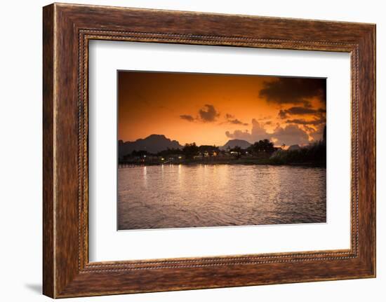 Sunset on the Nam Song River in Vang Vieng, Laos-Micah Wright-Framed Photographic Print