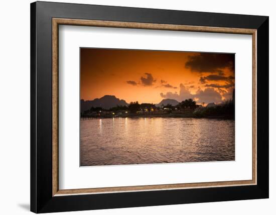 Sunset on the Nam Song River in Vang Vieng, Laos-Micah Wright-Framed Photographic Print