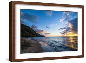 Sunset on the Napali Coast, Kauai, Hawaii,United States of America, Pacific-Michael Runkel-Framed Photographic Print