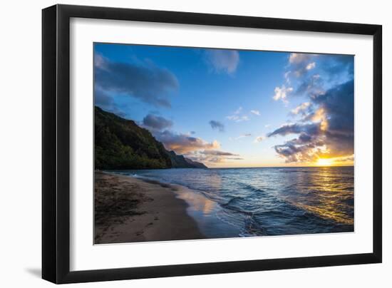 Sunset on the Napali Coast, Kauai, Hawaii,United States of America, Pacific-Michael Runkel-Framed Photographic Print