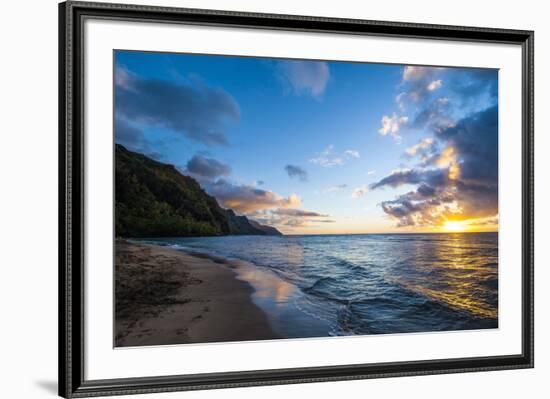 Sunset on the Napali Coast, Kauai, Hawaii,United States of America, Pacific-Michael Runkel-Framed Photographic Print