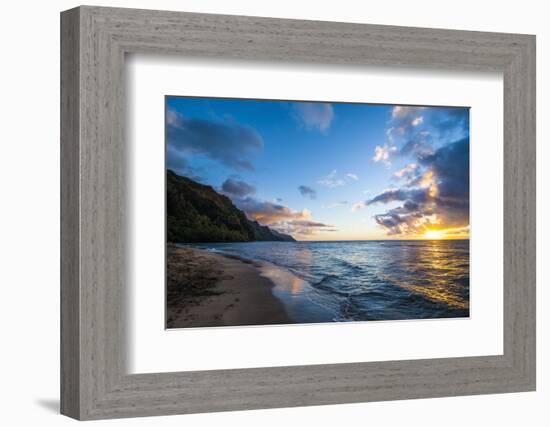 Sunset on the Napali Coast, Kauai, Hawaii,United States of America, Pacific-Michael Runkel-Framed Photographic Print