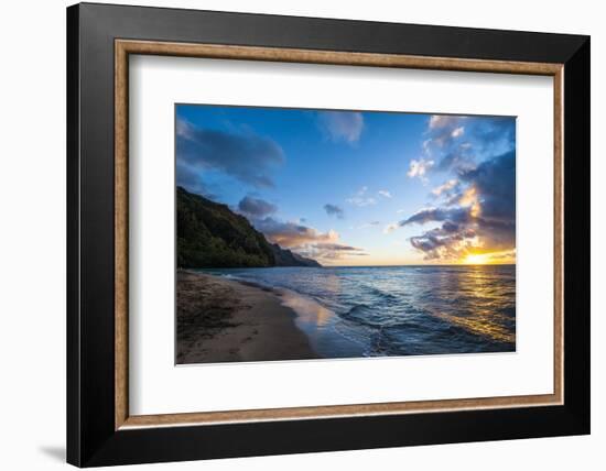 Sunset on the Napali Coast, Kauai, Hawaii,United States of America, Pacific-Michael Runkel-Framed Photographic Print