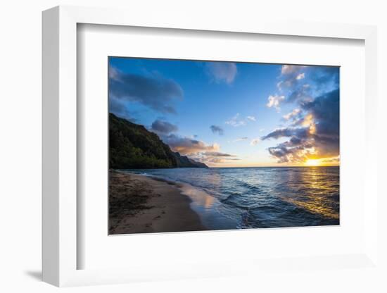 Sunset on the Napali Coast, Kauai, Hawaii,United States of America, Pacific-Michael Runkel-Framed Photographic Print