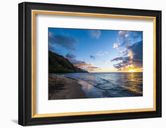 Sunset on the Napali Coast, Kauai, Hawaii,United States of America, Pacific-Michael Runkel-Framed Photographic Print