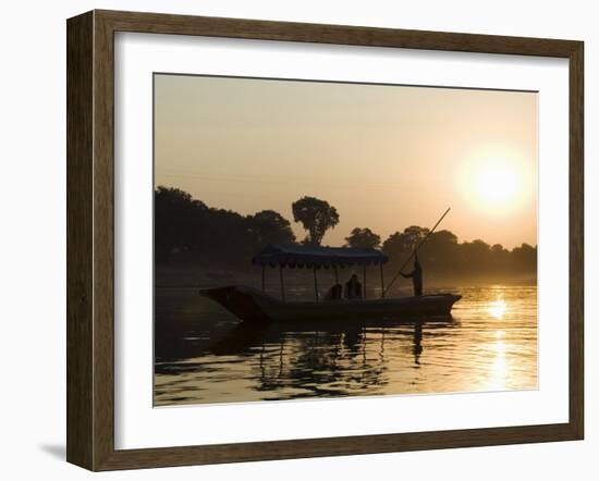 Sunset on the Narmada River, Maheshwar, Madhya Pradesh State, India-R H Productions-Framed Photographic Print