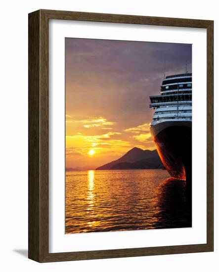 Sunset on the Nieuw Amsterdam in the Port of Dubrovnik on its Maiden Voyage, Dubrovnik, Croatia-Richard Duval-Framed Photographic Print