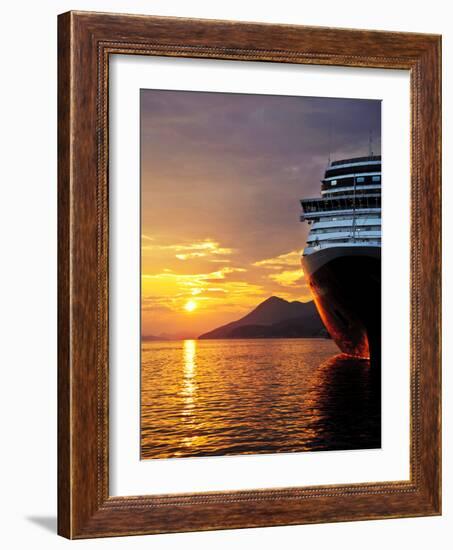 Sunset on the Nieuw Amsterdam in the Port of Dubrovnik on its Maiden Voyage, Dubrovnik, Croatia-Richard Duval-Framed Photographic Print