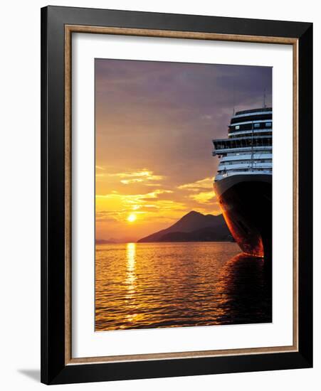 Sunset on the Nieuw Amsterdam in the Port of Dubrovnik on its Maiden Voyage, Dubrovnik, Croatia-Richard Duval-Framed Photographic Print