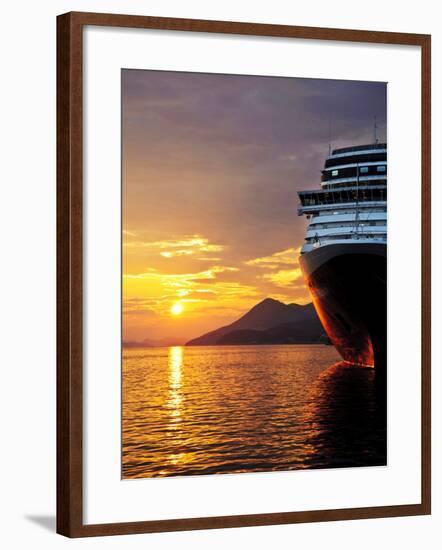 Sunset on the Nieuw Amsterdam in the Port of Dubrovnik on its Maiden Voyage, Dubrovnik, Croatia-Richard Duval-Framed Photographic Print