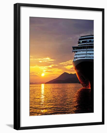 Sunset on the Nieuw Amsterdam in the Port of Dubrovnik on its Maiden Voyage, Dubrovnik, Croatia-Richard Duval-Framed Photographic Print