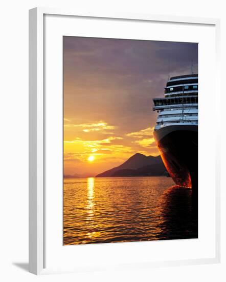 Sunset on the Nieuw Amsterdam in the Port of Dubrovnik on its Maiden Voyage, Dubrovnik, Croatia-Richard Duval-Framed Photographic Print