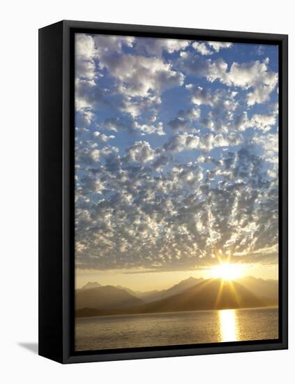 Sunset on the Olympic Mountains and Hood Canal, Washington, USA-Don Paulson-Framed Premier Image Canvas