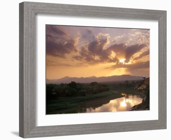 Sunset on the Omo River, Near the Karo Village, Ethiopia-Janis Miglavs-Framed Photographic Print