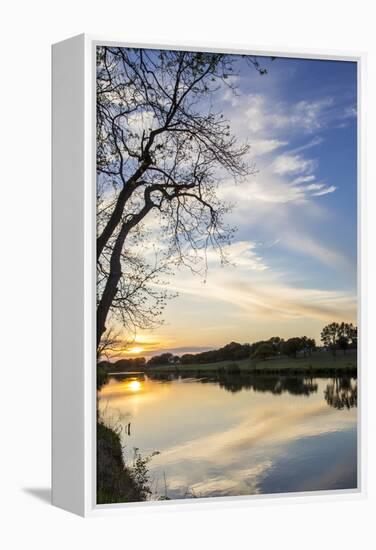 Sunset on the Pedernales River, Lbj State Park, Stonewall, Texas, Usa-Chuck Haney-Framed Premier Image Canvas