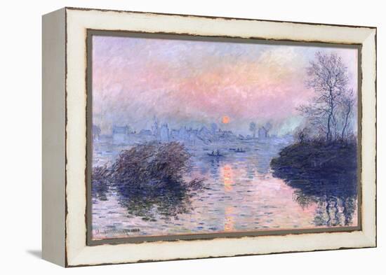 Sunset on the Seine at Lavacourt, Winter Effect-Claude Monet-Framed Premier Image Canvas