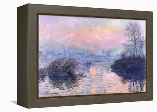 Sunset on the Seine at Lavacourt, Winter Effect-Claude Monet-Framed Premier Image Canvas