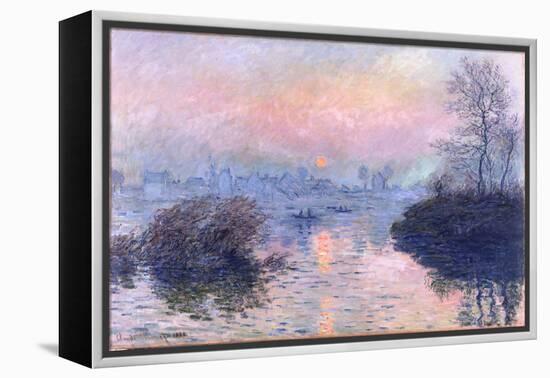 Sunset on the Seine at Lavacourt, Winter Effect-Claude Monet-Framed Premier Image Canvas