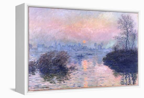 Sunset on the Seine at Lavacourt, Winter Effect-Claude Monet-Framed Premier Image Canvas