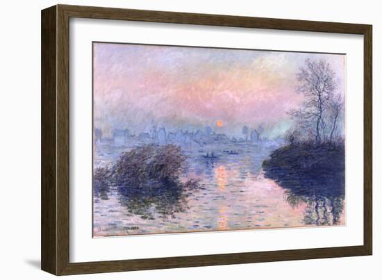 Sunset on the Seine at Lavacourt, Winter Effect-Claude Monet-Framed Premium Giclee Print