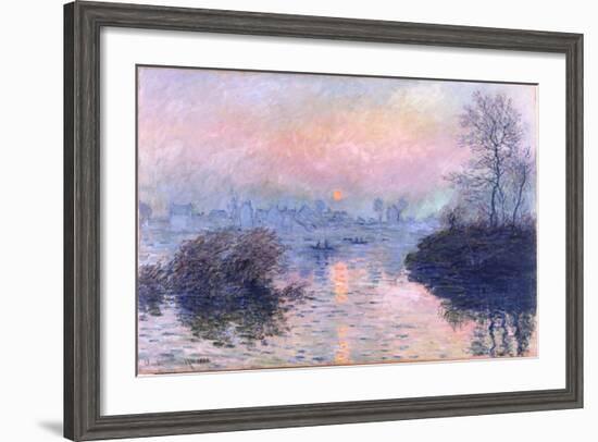 Sunset on the Seine at Lavacourt, Winter Effect-Claude Monet-Framed Premium Giclee Print