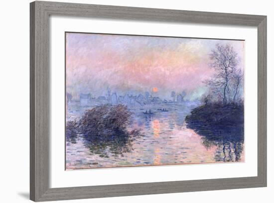 Sunset on the Seine at Lavacourt, Winter Effect-Claude Monet-Framed Premium Giclee Print