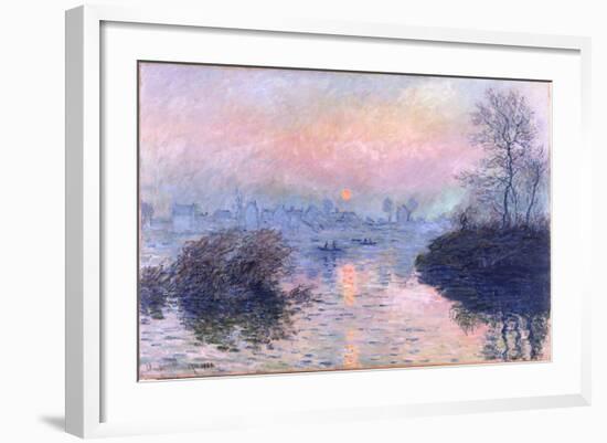 Sunset on the Seine at Lavacourt, Winter Effect-Claude Monet-Framed Premium Giclee Print