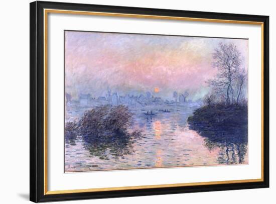 Sunset on the Seine at Lavacourt, Winter Effect-Claude Monet-Framed Premium Giclee Print