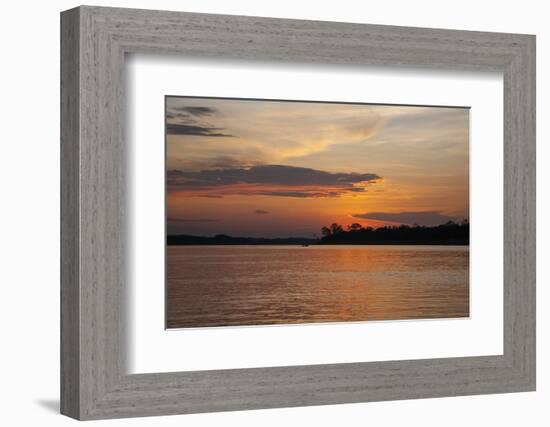 Sunset on the Ucayali River, Amazon Basin of Peru-Mallorie Ostrowitz-Framed Photographic Print