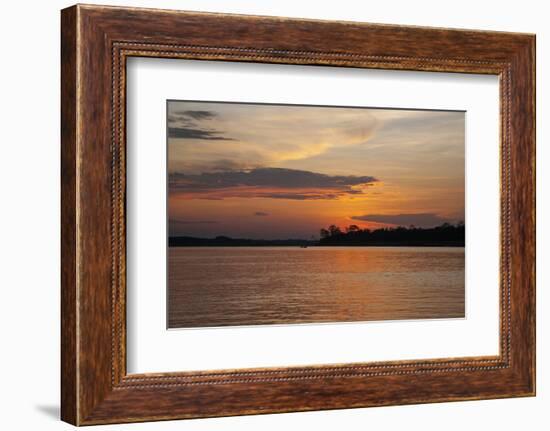 Sunset on the Ucayali River, Amazon Basin of Peru-Mallorie Ostrowitz-Framed Photographic Print